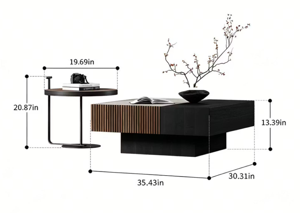 English Elm Modern Nesting Coffee Table Set with Wood Grain and Marble Style Top for Living Rooms T5686S00053