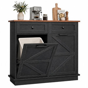English Elm Double Tilt Out Trash Cabinet with Two Drawers Odor Blocking Kitchen Waste Bin T5831P546567