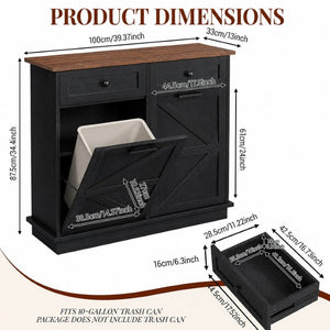 English Elm Double Tilt Out Trash Cabinet with Two Drawers Odor Blocking Kitchen Waste Bin T5831P546567