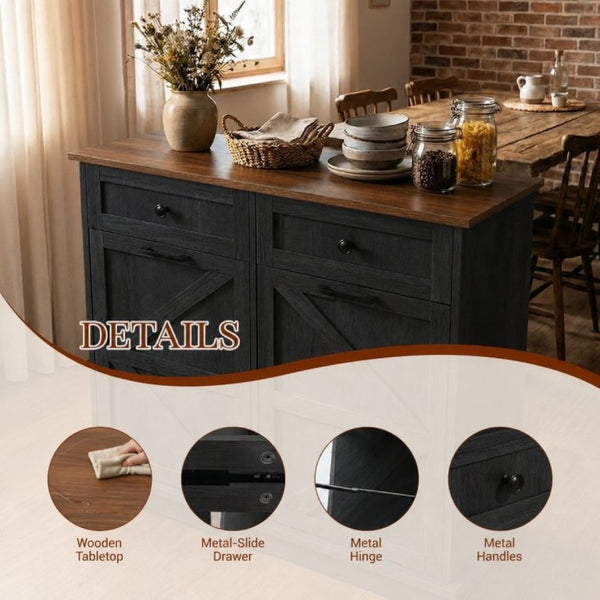 English Elm Double Tilt Out Trash Cabinet with Two Drawers Odor Blocking Kitchen Waste Bin T5831P546567