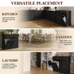 English Elm Double Tilt Out Trash Cabinet with Two Drawers Odor Blocking Kitchen Waste Bin T5831P546567