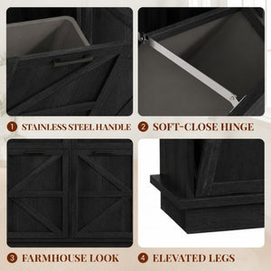 English Elm Double Tilt Out Trash Cabinet with Two Drawers Odor Blocking Kitchen Waste Bin T5831P546567