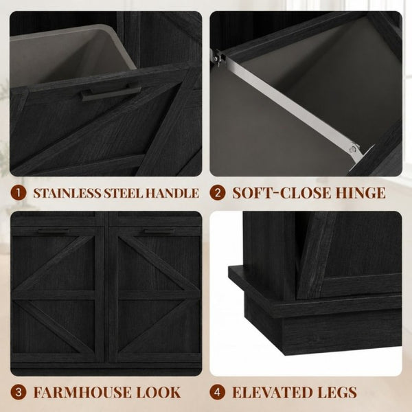English Elm Double Tilt Out Trash Cabinet with Two Drawers Odor Blocking Kitchen Waste Bin T5831P546567