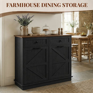 English Elm Double Tilt Out Trash Cabinet with Two Drawers Odor Blocking Kitchen Waste Bin T5831P546567