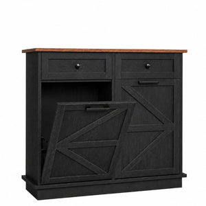 English Elm Double Tilt Out Trash Cabinet with Two Drawers Odor Blocking Kitchen Waste Bin T5831P546567