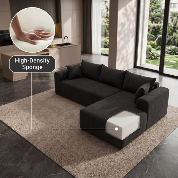 English Elm Modular Corduroy Sectional with Deep Memory Foam Cushions and Left Chaise Lounge T5831S00001