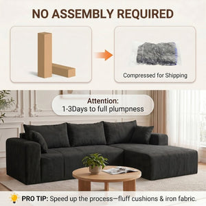 English Elm Modular Corduroy Sectional with Deep Memory Foam Cushions and Left Chaise Lounge T5831S00001