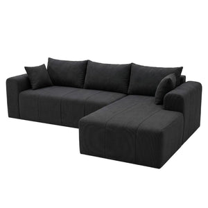 English Elm Modular Corduroy Sectional with Deep Memory Foam Cushions and Left Chaise Lounge T5831S00001