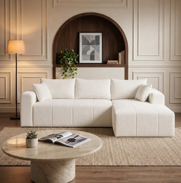 English Elm Modular L Shaped Corduroy Sectional with Memory Foam Cushions and Left Facing Chaise T5831S00002
