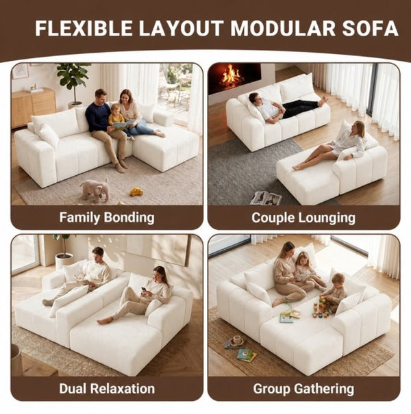 English Elm Modular L Shaped Corduroy Sectional with Memory Foam Cushions and Left Facing Chaise T5831S00002