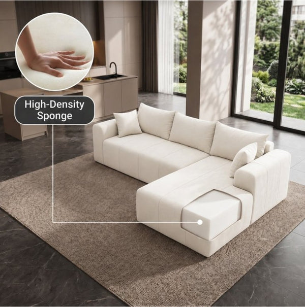 English Elm Modular L Shaped Corduroy Sectional with Memory Foam Cushions and Left Facing Chaise T5831S00002
