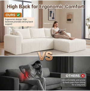 English Elm Modular L Shaped Corduroy Sectional with Memory Foam Cushions and Left Facing Chaise T5831S00002