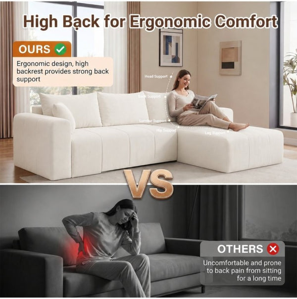 English Elm Modular L Shaped Corduroy Sectional with Memory Foam Cushions and Left Facing Chaise T5831S00002