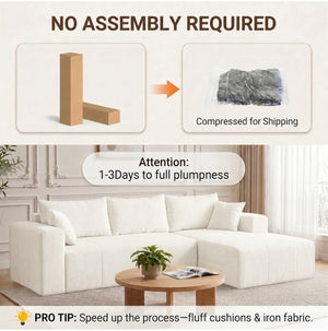English Elm Modular L Shaped Corduroy Sectional with Memory Foam Cushions and Left Facing Chaise T5831S00002