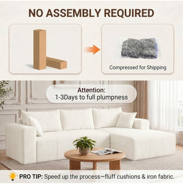 English Elm Modular L Shaped Corduroy Sectional with Memory Foam Cushions and Left Facing Chaise T5831S00002