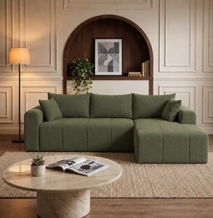 English Elm Modular Cloud Sectional Corduroy Sofa Deep Seat Memory Foam Left Chaise Living Room T5831S00003