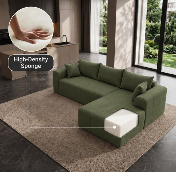 English Elm Modular Cloud Sectional Corduroy Sofa Deep Seat Memory Foam Left Chaise Living Room T5831S00003