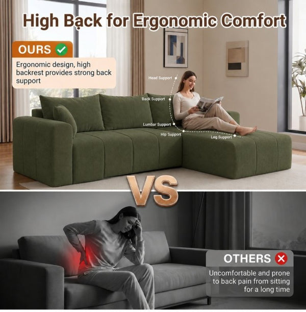 English Elm Modular Cloud Sectional Corduroy Sofa Deep Seat Memory Foam Left Chaise Living Room T5831S00003