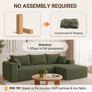 English Elm Modular Cloud Sectional Corduroy Sofa Deep Seat Memory Foam Left Chaise Living Room T5831S00003