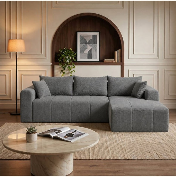English Elm Modular Cloud Sectional Corduroy L Shape Deep Seat Memory Foam Living Room Couch T5831S00004