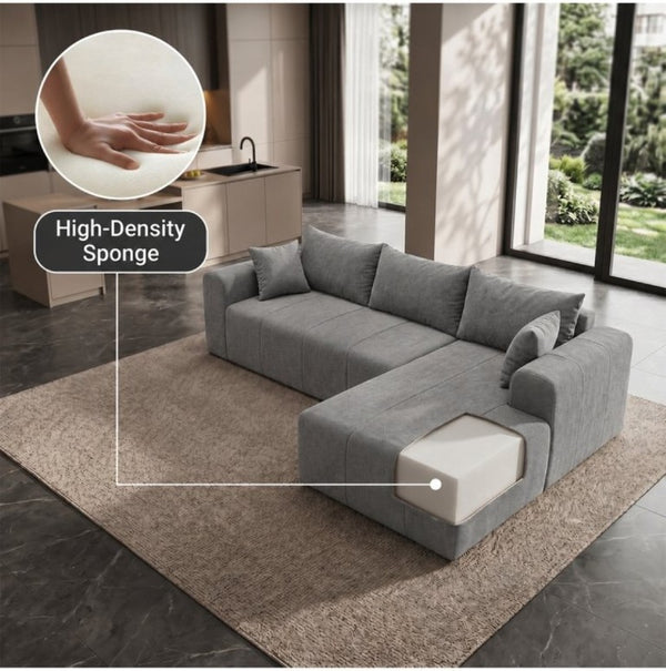 English Elm Modular Cloud Sectional Corduroy L Shape Deep Seat Memory Foam Living Room Couch T5831S00004