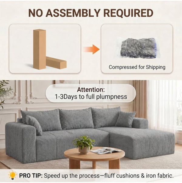 English Elm Modular Cloud Sectional Corduroy L Shape Deep Seat Memory Foam Living Room Couch T5831S00004