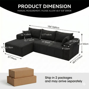 English Elm Modular Cloud Sectional Sofa Corduroy Memory Foam Deep Seat Chaise for Living Room T5831S00005
