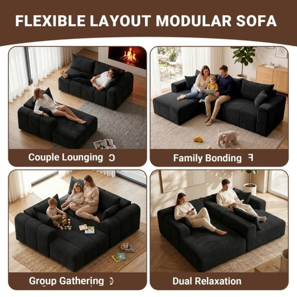 English Elm Modular Cloud Sectional Sofa Corduroy Memory Foam Deep Seat Chaise for Living Room T5831S00005