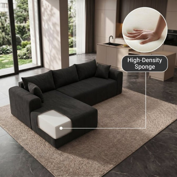 English Elm Modular Cloud Sectional Sofa Corduroy Memory Foam Deep Seat Chaise for Living Room T5831S00005