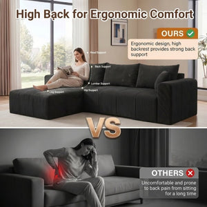 English Elm Modular Cloud Sectional Sofa Corduroy Memory Foam Deep Seat Chaise for Living Room T5831S00005