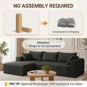 English Elm Modular Cloud Sectional Sofa Corduroy Memory Foam Deep Seat Chaise for Living Room T5831S00005