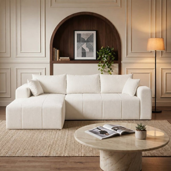 English Elm Modular Cloud Sectional Sofa Corduroy Memory Foam Deep Seat Left Chaise Living Room T5831S00006