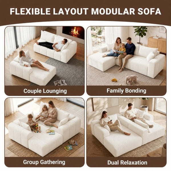 English Elm Modular Cloud Sectional Sofa Corduroy Memory Foam Deep Seat Left Chaise Living Room T5831S00006