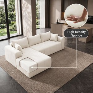 English Elm Modular Cloud Sectional Sofa Corduroy Memory Foam Deep Seat Left Chaise Living Room T5831S00006