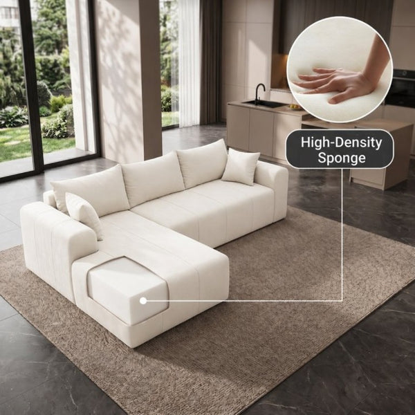 English Elm Modular Cloud Sectional Sofa Corduroy Memory Foam Deep Seat Left Chaise Living Room T5831S00006