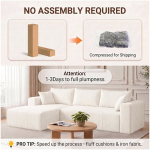 English Elm Modular Cloud Sectional Sofa Corduroy Memory Foam Deep Seat Left Chaise Living Room T5831S00006