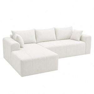 English Elm Modular Cloud Sectional Sofa Corduroy Memory Foam Deep Seat Left Chaise Living Room T5831S00006