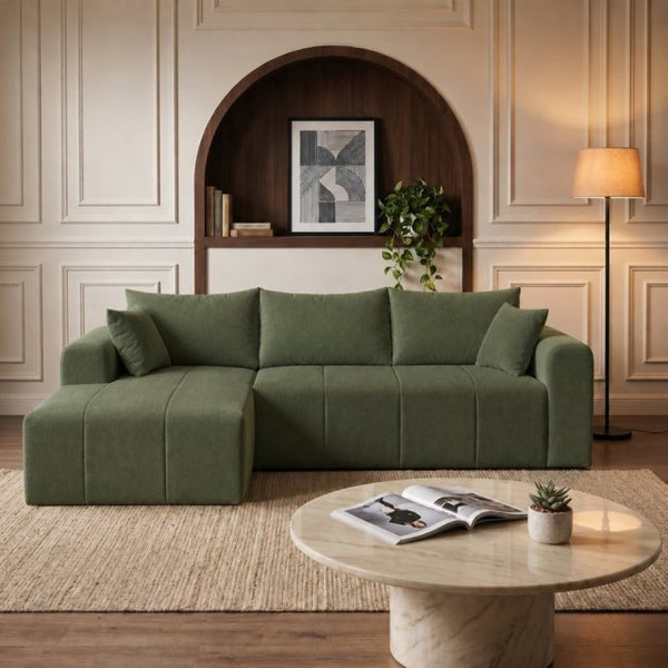 English Elm Modular Cloud Sectional Sofa Corduroy Memory Foam L Shaped Deep Seat Living Room T5831S00007