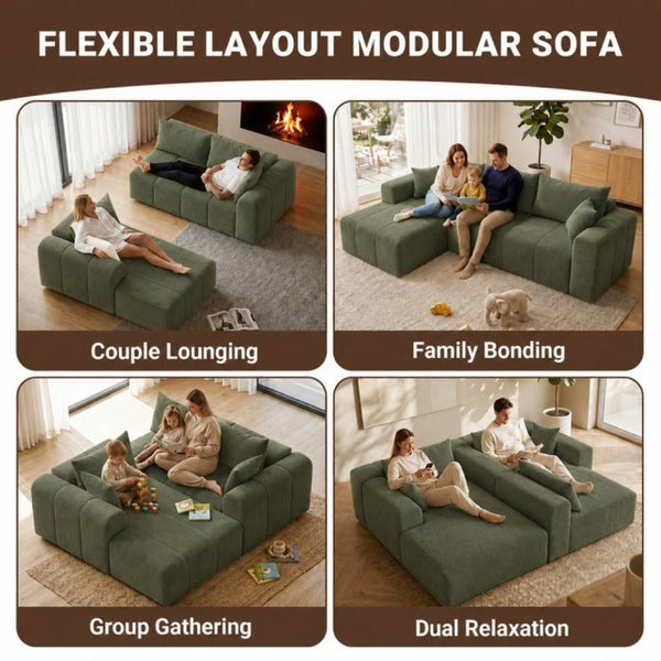 English Elm Modular Cloud Sectional Sofa Corduroy Memory Foam L Shaped Deep Seat Living Room T5831S00007