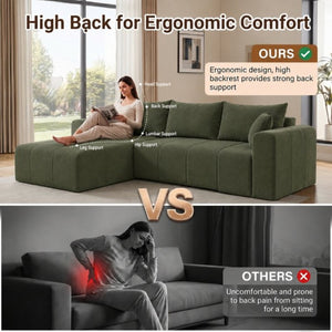 English Elm Modular Cloud Sectional Sofa Corduroy Memory Foam L Shaped Deep Seat Living Room T5831S00007