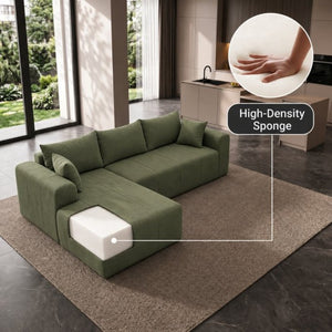 English Elm Modular Cloud Sectional Sofa Corduroy Memory Foam L Shaped Deep Seat Living Room T5831S00007