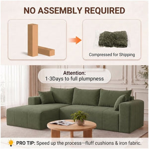 English Elm Modular Cloud Sectional Sofa Corduroy Memory Foam L Shaped Deep Seat Living Room T5831S00007