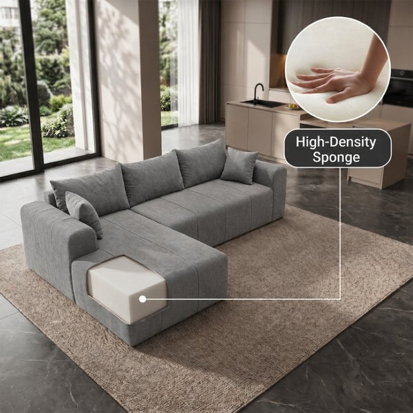 English Elm Modular Cloud Sectional Corduroy Couch Deep Sink Foam Cushions Left Chaise Lounge T5831S00008