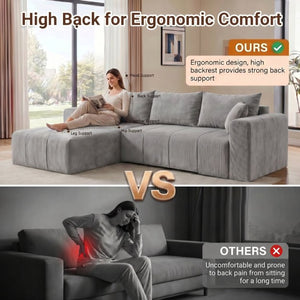 English Elm Modular Cloud Sectional Corduroy Couch Deep Sink Foam Cushions Left Chaise Lounge T5831S00008