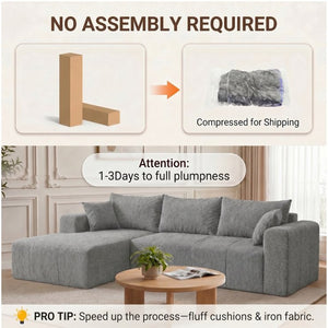 English Elm Modular Cloud Sectional Corduroy Couch Deep Sink Foam Cushions Left Chaise Lounge T5831S00008