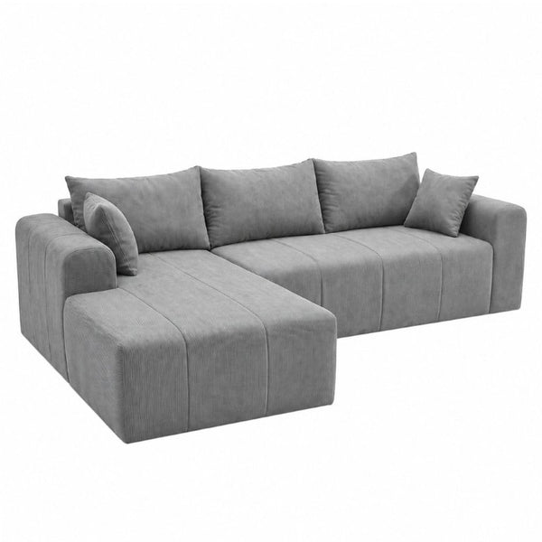 English Elm Modular Cloud Sectional Corduroy Couch Deep Sink Foam Cushions Left Chaise Lounge T5831S00008