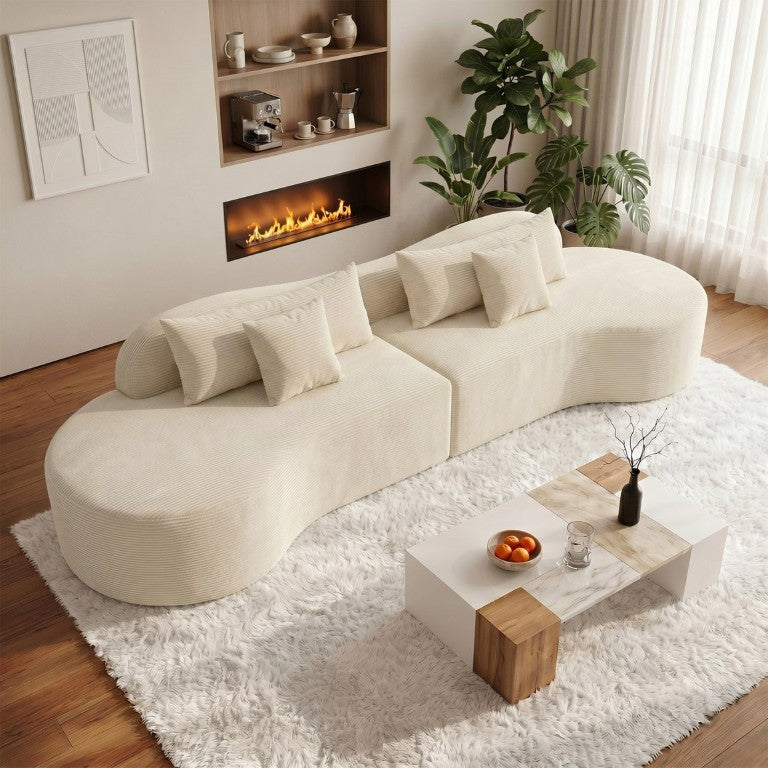 English Elm Folding Memory Foam Floor Couch Corduroy Convertible Sectional Sleeper for Small Spaces Spice/White 130 x 37 x 28.8 inches T5831S00010