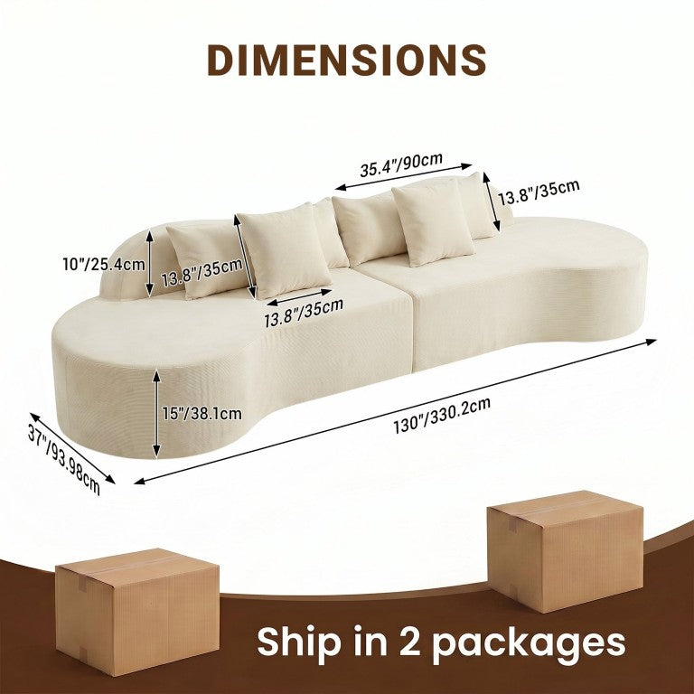 English Elm Folding Memory Foam Floor Couch Corduroy Convertible Sectional Sleeper for Small Spaces Spice/White 130 x 37 x 28.8 inches T5831S00010
