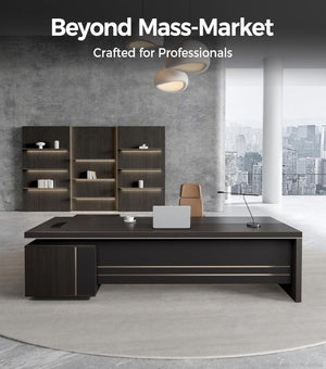 English Elm 79 Inch L-Shaped Executive Desk with USB Hub Lockable Drawers and Walnut Gray Finish T6026S00013