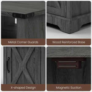 English Elm Led Farmhouse Nightstand Pair with RGB Underglow and Built-In Charging for Bedroom T6051P533239